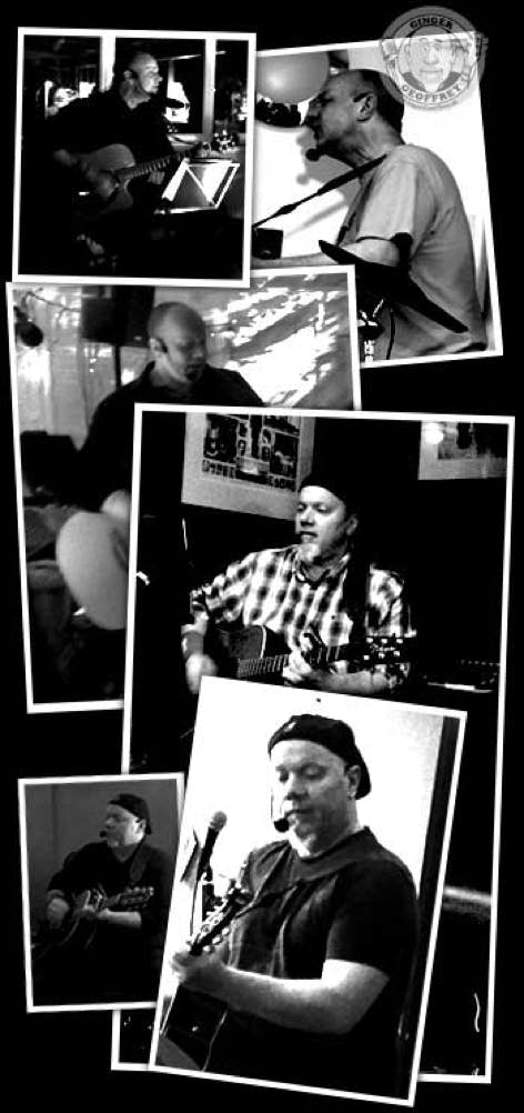 A montage of images of Ginger Geoffrey over the years performing at different venues and events.